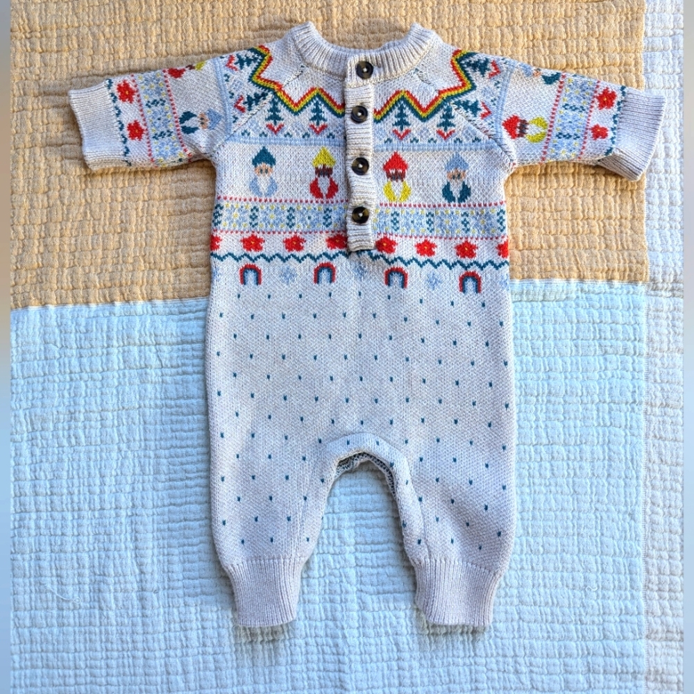 Hanna Andersson Rainbow Gnome Sweater One Piece, 0-3 months